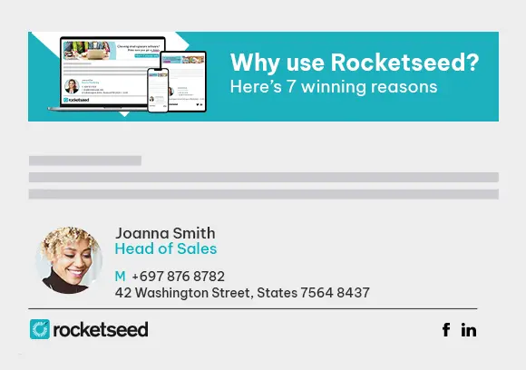 An image of a Rocketseed branded email with an animated pink boarder around the email signature section.